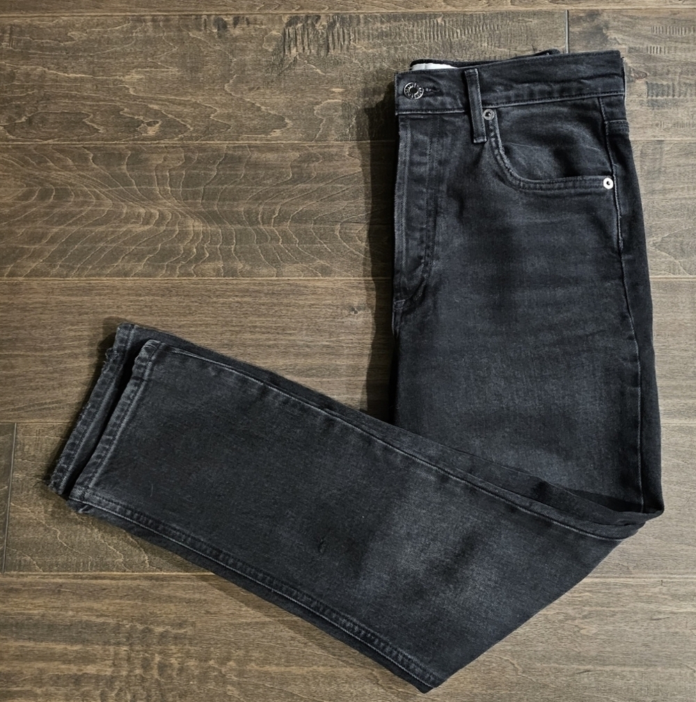 AGOLDE Los Angeles Light Black Women's Riley Straight Crop Jeans sz 25 - Picture 6 of 9